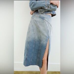 ZARA LONG DENIM SKIRT